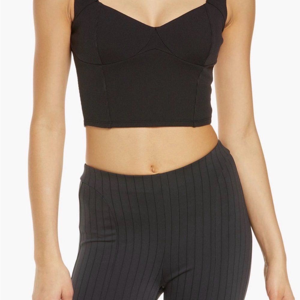 ALO Yoga Black Fitted Bustier Crop Top